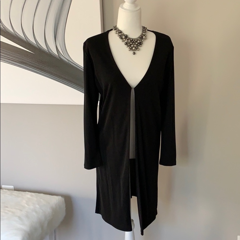 Valerie Stevens long black duster cardigan